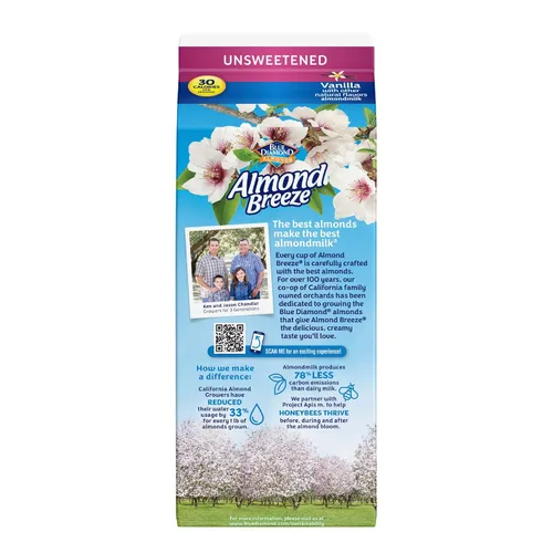 Vista 6 de BLUE DIAMOND Leche de almendra de vainilla sin azúcar, 0.5 GL