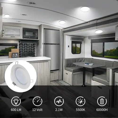 Vista 2 de RVZONE Luz LED de Techo Empotrada para RV Barco de 4.5 Pulgadas, Luz LED de Disco para RV de 12 Voltios Blanco Frío, Iluminación Interior Downlight