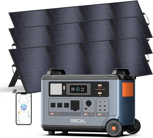 Vista 10 de OSCAL PowerMax 6000 - Generador solar con panel solar de 3 × 400 W, voltaje de fase dividida de 120 V/240 V, salidas de CA de 6000 W