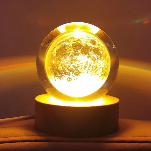 Vista 9 de Zabalar Luz nocturna de bola de cristal 3D con base de luz LED colorida, regalo del día de San Valentín, luces LED, lámpara de mesa que cambia