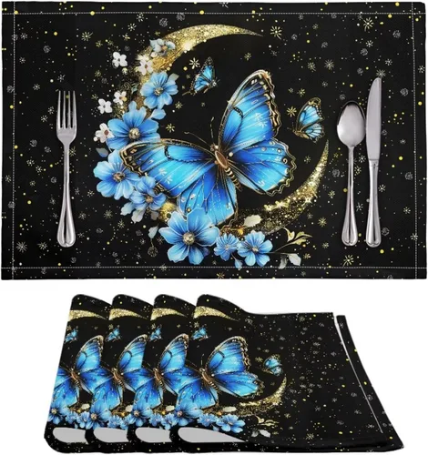 Vista 86 de BIGCARJOB Mantel individual de diseño personalizado, 4 piezas, tapete de mesa resistente al corazón, 12 x 18 pulgadas 1-diseño personalizado