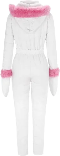 Vista 3 de JUNGE Trajes de nieve para mujer, overol de invierno para esquí, con capucha, para snowboard, esquí, overol impermeable para exteriores, ropa