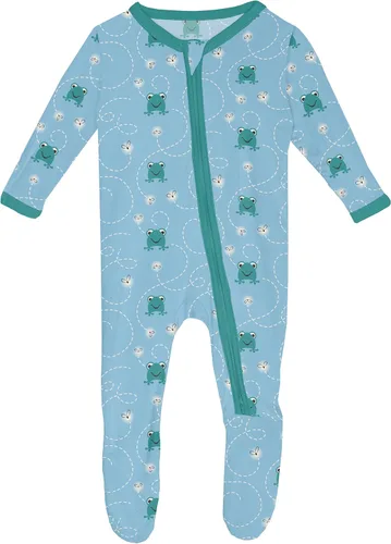 Vista 101 de KicKee Baby & Toddler - Pijama de viscosa ultrasuave de bambú con patas abatibles y puños