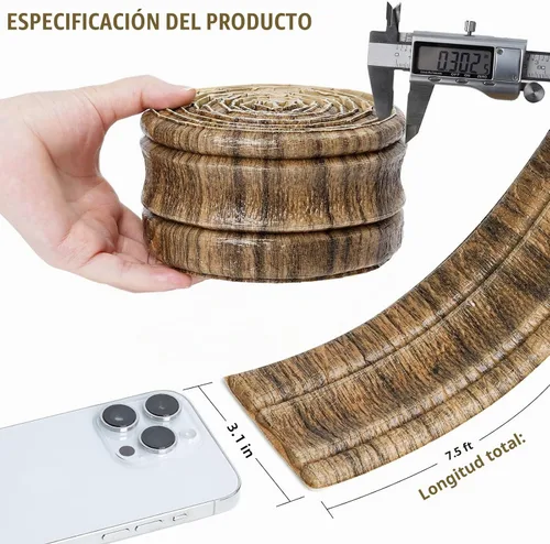 Vista 2 de Moldeo de espuma autoadhesivo de 7.5 pies x 3.1 pulgadas, borde de papel tapiz de corona flexible, líneas de bordes de pared 3D, base de pared