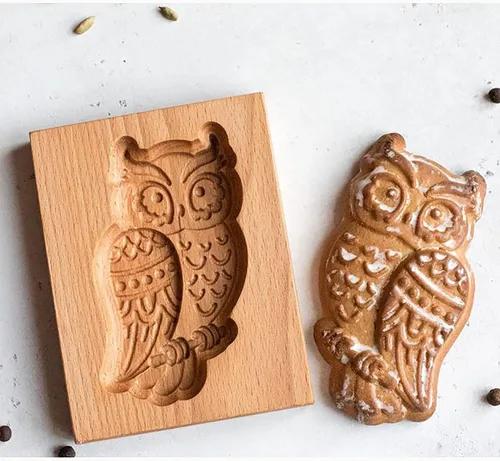 Vista 18 de Molde de Galletas de Madera Tallada con Pájaro - Cortador de Galletas de Jengibre DIY con Prensa de Relieve