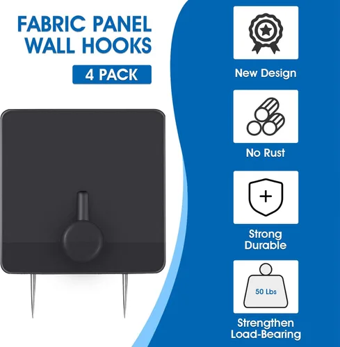 Vista 5 de Lounsweer 4 Piezas Ganchos de Cubículo para Paredes de Tela Clips de Cubículo Paneles de Tela Ganchos de Pared para Abrigos Acero Inoxidable