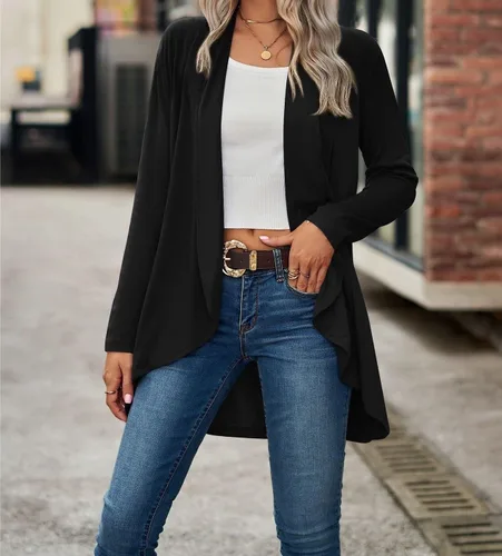 Vista 2 de ONDIAN Cárdigan de punto gofre para mujer, con frente abierto, manga larga, suéteres acogedores, sueltos, informales, ligeros, clásicos, ropa