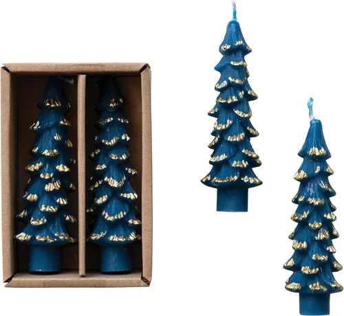 Vista 16 de Creative Co-Op Velas cónicas en forma de árbol sin perfume, ponche de huevo, juego de 2 en caja, 5 pulgadas Eggnog