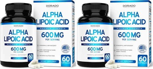 Vista 9 de Ácido alfa lipoico de 600 mg por porción, 60 cápsulas, potente antioxidante para neuropatía y salud cardiovascular (suplemento ALA) - Probado por