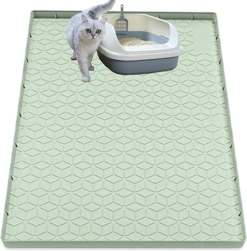 Vista 13 de Alfombra para Arena de Gatos, Alfombra de Silicona Grande para Caja de Arena - 28 x 22 pulgadas, Impermeable y Antideslizante, Duradero y Fácil