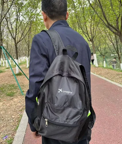 Vista 4 de Mochila de cuero genuino y lona encerada para viaje, mochila para portátil, Negro2, Mochilas de viaje