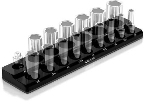 Vista 30 de Olsa Tools - Organizador magnético de llaves de vaso Con accionamiento de 1/4 pulgada Métrico Rojo Con capacidad para 26 llaves de vaso