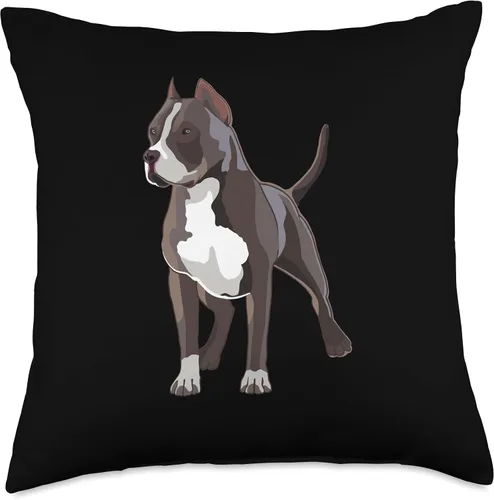 Vista 5 de American Bully Dog Lover Owner Ilustration American Bully Owner Ilustration for Dog Lover Throw Pillow, 16.0 x 16.0 in, multicolor