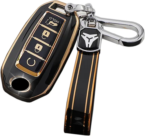 Vista 5 de ontto Funda de llave de 4 botones compatible con Infiniti Key Fob Shell Anti-arañazos TPU Key Skin para Q50 Q60 QX50 QX55 QX60 2019 en adelante Beige
