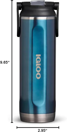 Vista 9 de Igloo, Botella deportiva de acero inoxidable de 20 onzas, color azul moderno