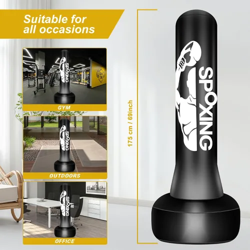 Vista 5 de Freestanding Punching Bag for Adult Teens, 70" Heavy Punching Bag with Boxing Gloves and Electric Air Pump for Beginners Kickboxing Training MMA