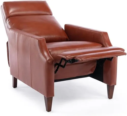 Vista 4 de Balantyne - Sillón reclinable de piel sintética color caramelo con patas de madera