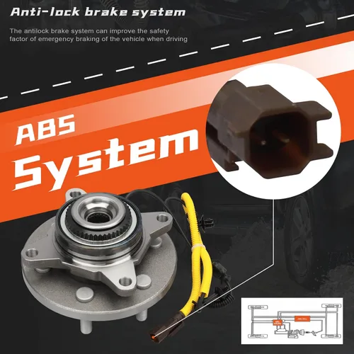Vista 2 de 515177 (4WD) - Cojinetes de rueda delantera resistentes y conjunto de cubo con 6 lengüetas para Ford F-150 4x4 2018 2019 2020, con ABS