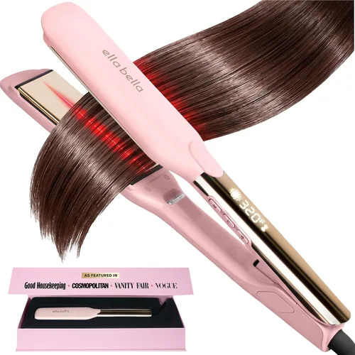 Vista 10 de ELLA BELLA® Plancha plana de titanio para alisar el cabello (con infrarrojos) • Alisador de pelo profesional • Pantalla digital para controlar
