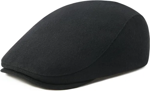Vista 2 de FEINION Gorra plana de mezcla de lana para hombre Tweed Newsboy Ivy Hat