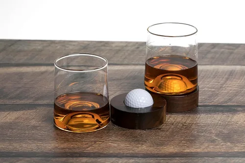 Vista 2 de Posavasos de golf personalizados y vasos de whisky: accesorios para hombres y mujeres golfistas; cesta de vacaciones fresca para hombres y mujeres