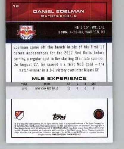 Vista 2 de 2023 Topps MLS Soccer Tile #10 Daniel Edelman Red Bulls Soccer Trading Card