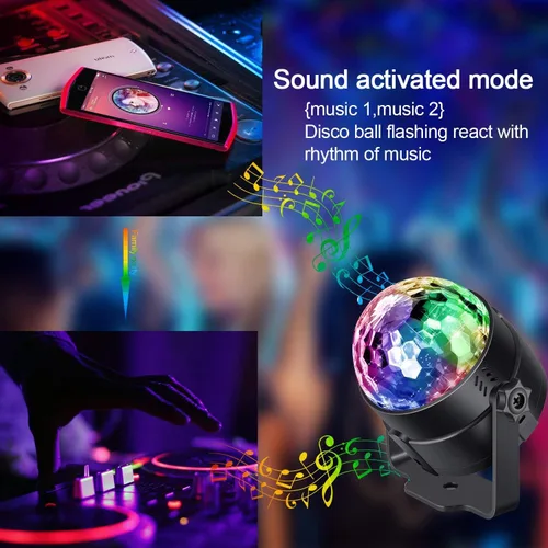 Vista 3 de bola luminosa de 3 vatios con 7 colores y efectos estroboscópicos para fiestas, regalo para niños.