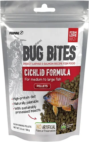Vista 5 de Fluval (3 unidades) Fórmula de cíclidos Bug Bites para peces pequeños/medianos (1.6 onzas por botella)