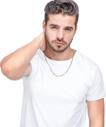 Vista 7 de Jstyle Collar de cadena de eslabones de acero inoxidable para hombres y mujeres, 3 piezas de 964 de pulgada (3.5 mm)