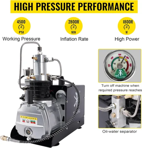 Vista 2 de TUXING Bomba de compresor de aire de alta presión de 4500 psi, control ajustable con parada automática de 110 V 30 Mpa, bomba de aire eléctrica