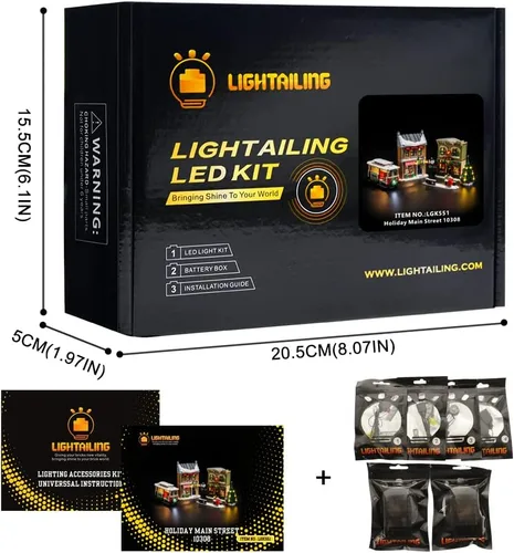 Vista 6 de LIGHTAILING Luz para Lego-10308 Christmas-High-Street - Kit de iluminación LED compatible con el modelo de bloques de construcción Lego - NO