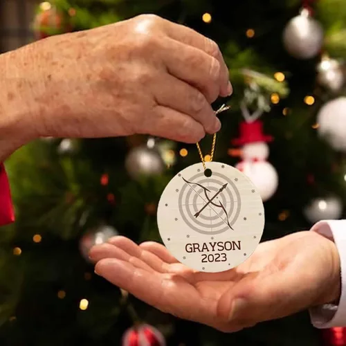 Vista 5 de Adorno de Navidad personalizado con tiro con arco, adorno de Navidad con arco de tiro con arco 2024, regalos de adorno de Navidad de tiro con arco