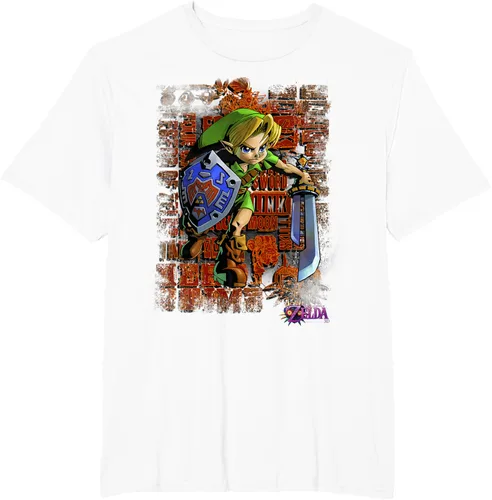 Vista 7 de Legend of Zelda Majoras Mask Link Action Retrato Camiseta Negro
