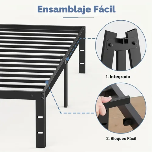 Vista 4 de DUMOS Base de cama de tamaño individual de 12 pulgadas, base de colchón de plataforma de metal con soporte de listones de acero, no necesita somier
