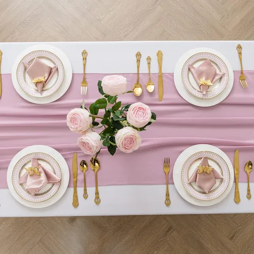 Vista 12 de Peomeise Paquete de 6 caminos de mesa de gasa de 14 x 108 pulgadas, camino de boda transparente, romántica tela negra para decoración de boda, baby