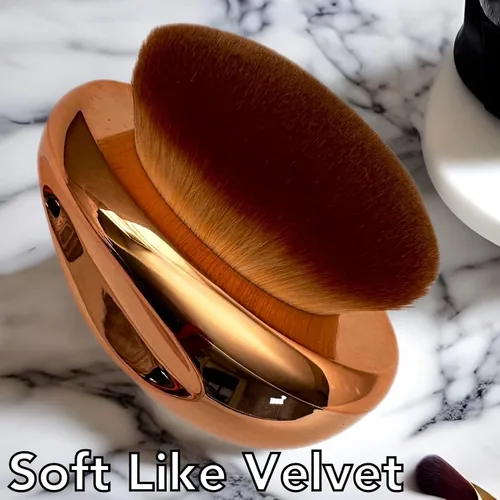 Vista 8 de Brocha de base Maquillaje de palma suave Kabuki Cúpula en forma de cara Cuerpo Shimmer Oil SPF Blush Bronzer Highlighter Mezcla Auto-bronceador