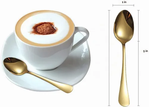 Vista 2 de Comicfs Demitasse - 12 cucharas de café expreso, cucharas de café, mini cuchara de té de acero inoxidable de 5 pulgadas, cuchara pequeña