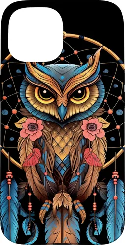 Vista 6 de Funda para iPhone 17 con diseño de plumas indias nativas americanas y búho