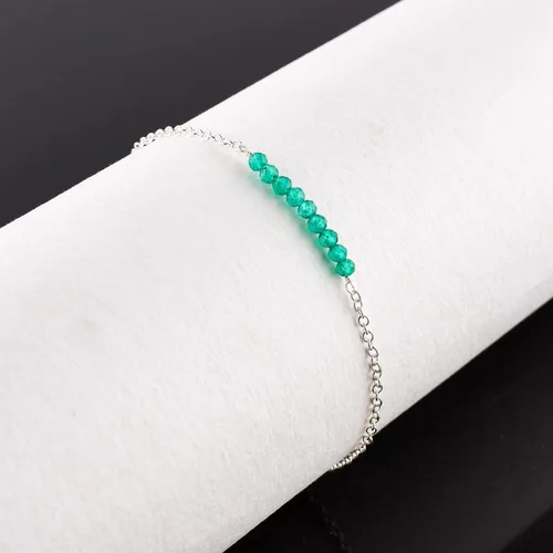 Vista 5 de Natural Gemstone Beaded Bar Anklet for Women