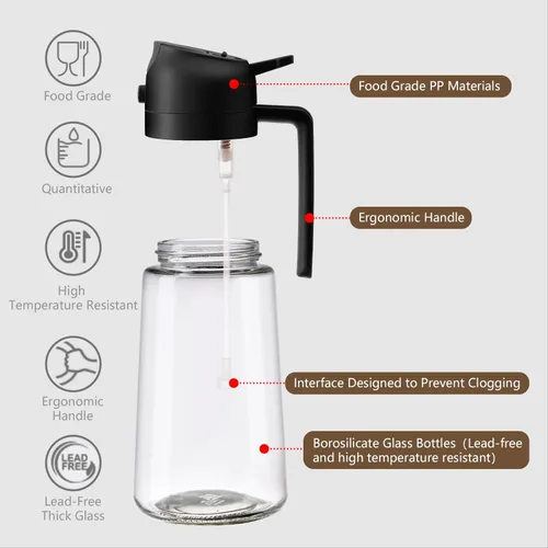 Vista 5 de SWEET VIEW Pulverizador de aceite de oliva 2PCS para cocinar 16oz/470ml