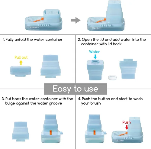 Vista 7 de MEEDEN Limpiador de pinceles portátil: Enjuagadora de pinceles con drenaje para pinturas acrílicas, acuarelas y a base de agua - Lavadora y soporte