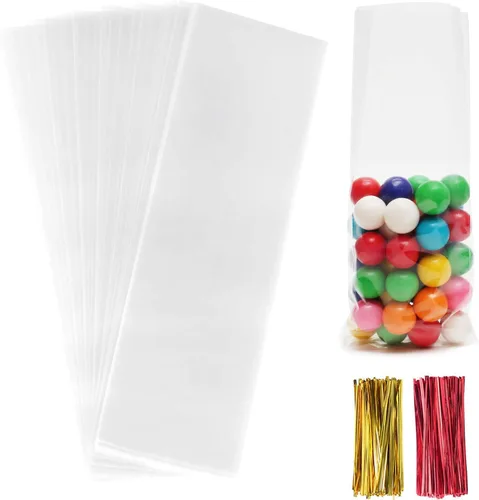 Vista 11 de Morepack Bolsas para barra de pretzel, 2 x 10 pulgadas, 200 bolsas individuales de pretzel con lazos
