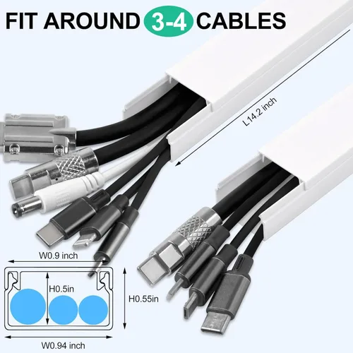 Vista 2 de Rindion Ocultador de cables, protector de cables de TV de 85.2 pulgadas, cubiertas de cable para cables en la pared, cubiertas de alambre