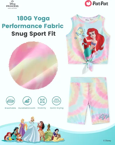 Vista 3 de Disney Stitch, Frozen, Minnie Mouse, Princesa, Winnie Tank Top+Shorts Dolphin para niñas, conjunto deportivo de entrenamiento de verano