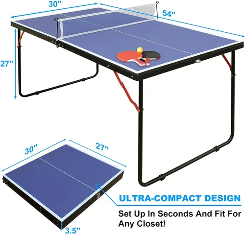 Vista 2 de Mesa de tenis de mesa portátil, mesa de ping pong de tamaño mediano