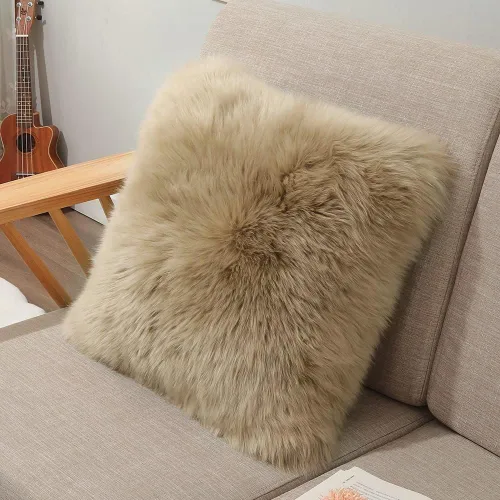 Vista 11 de LLB Fundas de almohada de lana de oveja auténticas para sofá, fundas de almohada decorativas y esponjosas cuadradas, fundas de almohada de 18x18