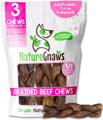 Vista 11 de Nature Gnaws Beef Gullet - Golosinas masticables para perros pequeños de 4 a 5 pulgadas (20 unidades) - Golosinas masticables de carne seca natural