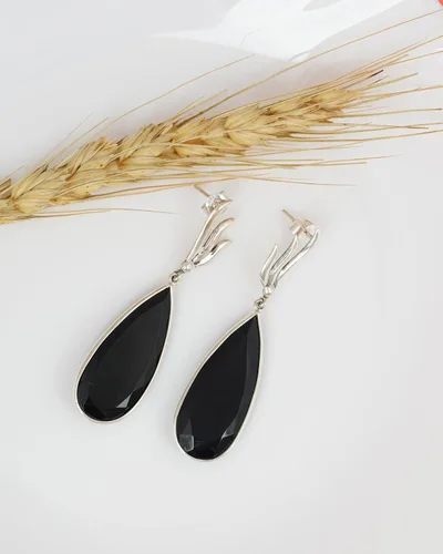 Vista 7 de PHNX Black Onyx Earrings Dangle, Large Dangle Earrings Women Boho, Handmade Jewelry Earrings Sterling Silver, Unique Gifts For Her