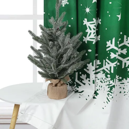 Vista 5 de CAROMIO, cortinas de Navidad para sala de estar, juego de 2 paneles, cortinas largas de terciopelo de 63 pulgadas, cortinas decorativas con copos