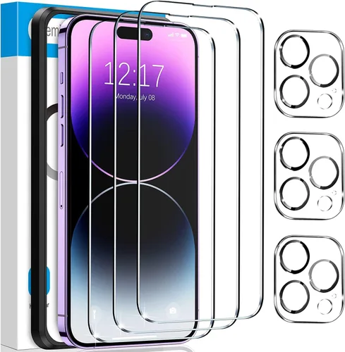 Vista 13 de Fotbor Compatible con 3 protectores de pantalla de iPhone Air con 1 juego de protector de lente de cámara, actualización 2025 9H+ vidrio templado